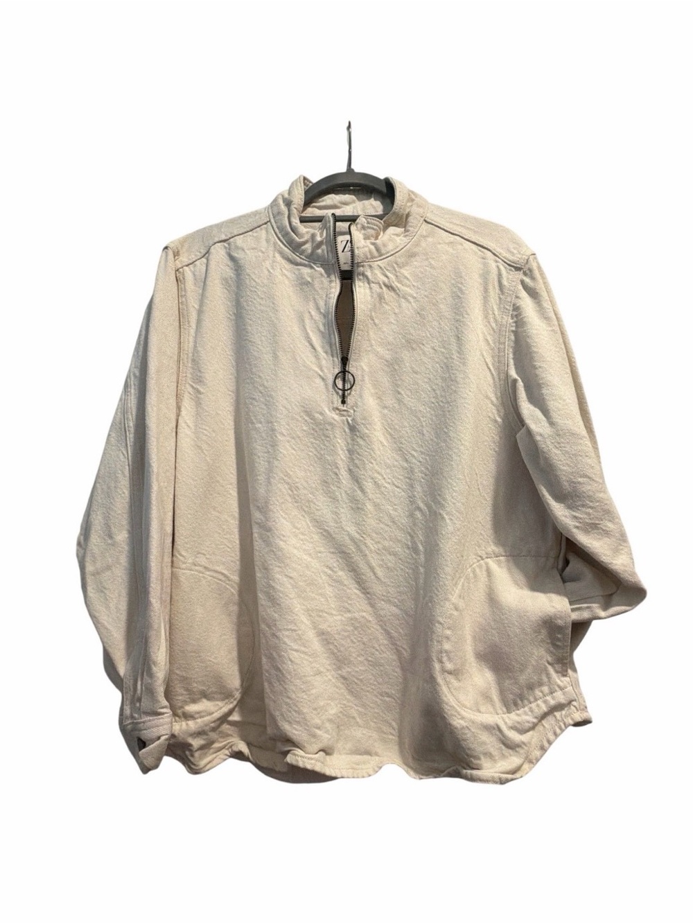 NWOT Zara Oversized Half-Zip Denim Pullover - Picture 6 of 7